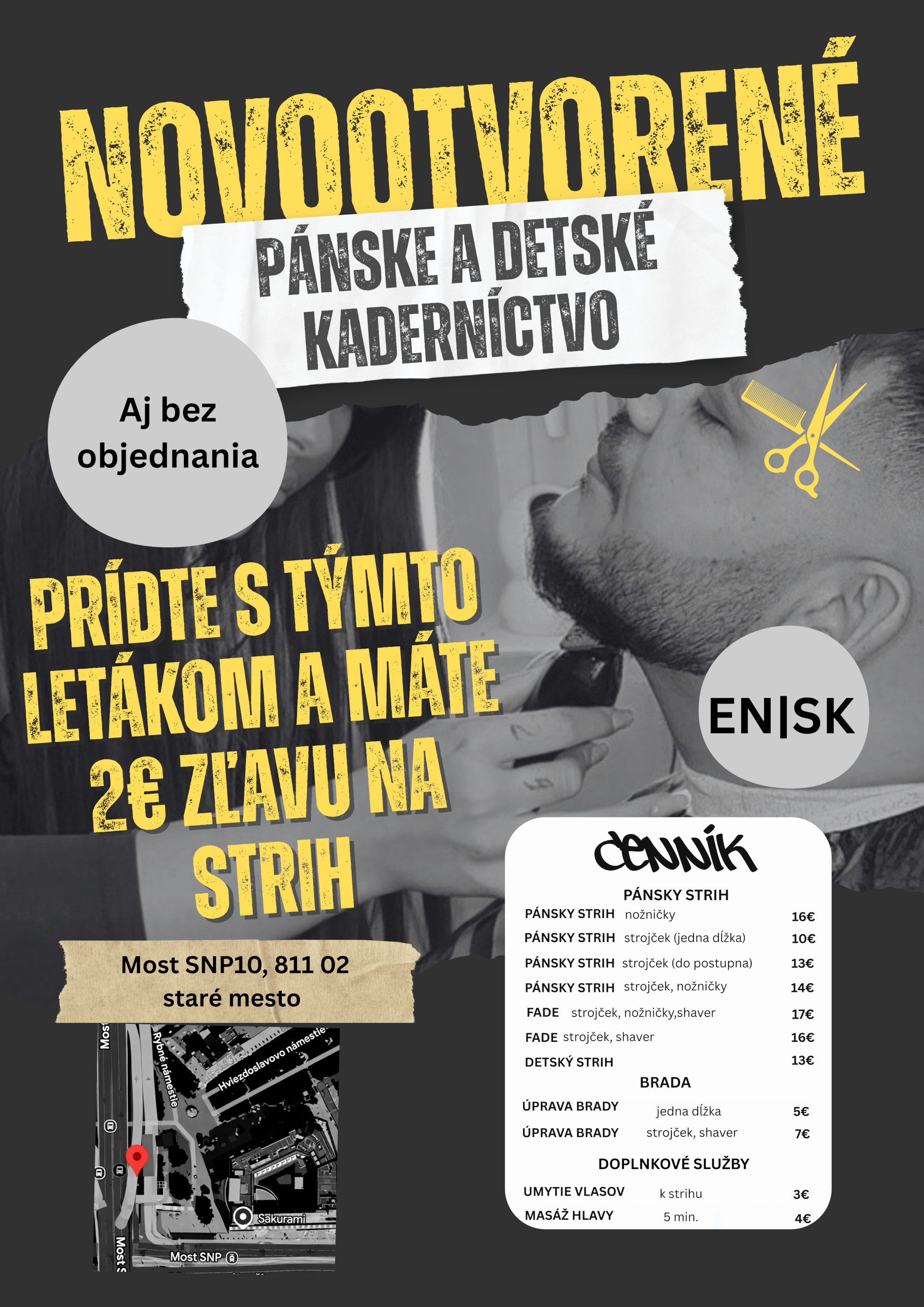PodMost leták — 2€ zľava na strih